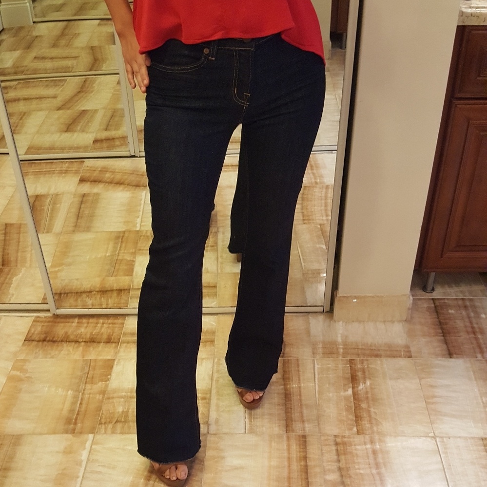 J BRAND mid rise boot cut jeans raw hem sz 26 NWOT